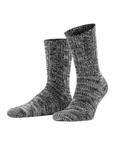 Shop Falke Men's Brooklyn Rib-knit Cotton Socks In Black