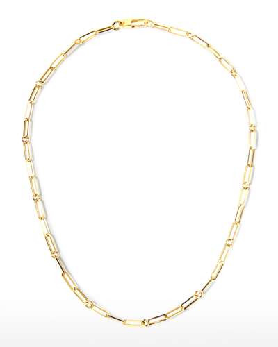 Shop Roberto Coin 17" Paper Clip Chain Necklace In 18k Yellow Gold