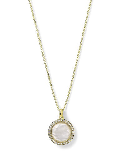 Shop Ippolita Small Pendant Necklace In 18k Gold With Diamonds In Mother Of Pearl