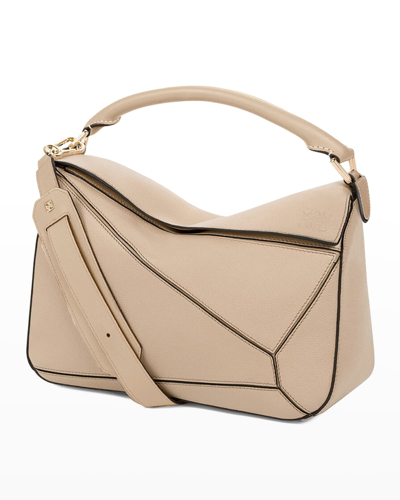 Shop Loewe Puzzle Bag In Grain Leather In Sand