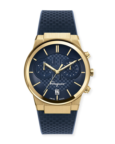 Shop Ferragamo Men's 41mm Sapphire Chrono Watch In Blue