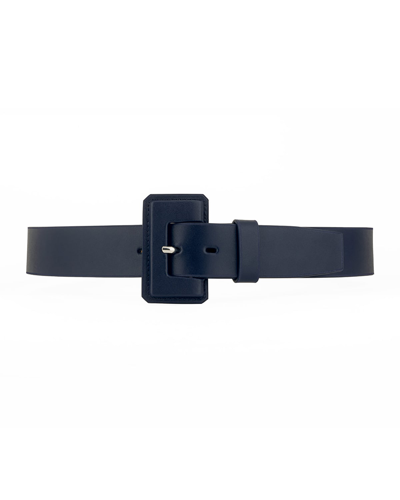 Shop Vaincourt Paris La Petite Merveilleuse Timeless Leather Belt With Covered Buckle In Navy