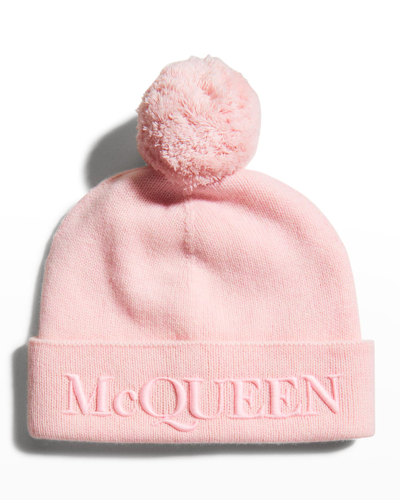 Shop Alexander Mcqueen Cashmere-wool Beanie With Pompom In Pink