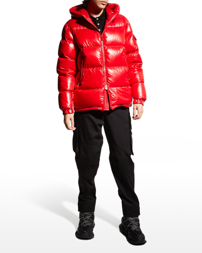 Shop Moncler Men's Ecrins Lacquer Puffer Jacket In Red