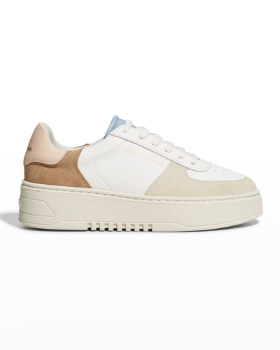 Shop Axel Arigato Orbit Colorblock Mixed Leather Court Sneakers In Cremino