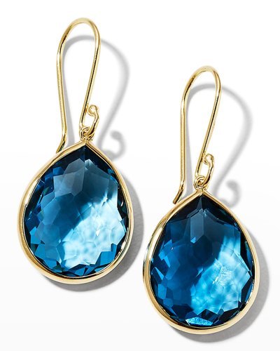 Shop Ippolita Small Teardrop Earrings In 18k Gold In Swiss Blue Topaz