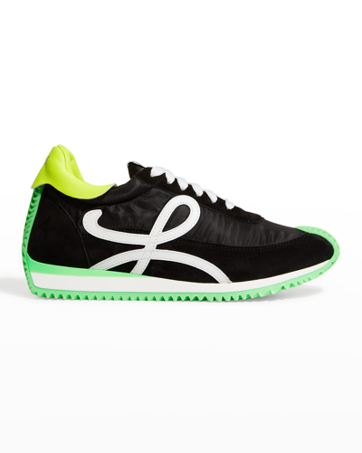 Shop Loewe Flow Colorblock Retro Runner Sneakers In 1687 Black Neon G