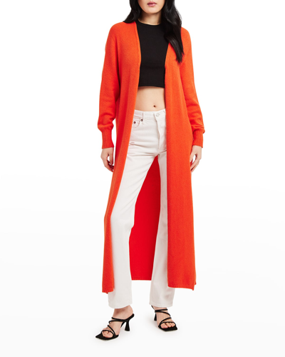 Shop Apparis Aria Vegan Cashmere Duster Cardigan In Blood Orange