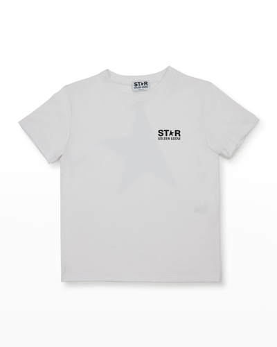 Shop Golden Goose Boy's Star Logo T-shirt In Optic Whiteblack