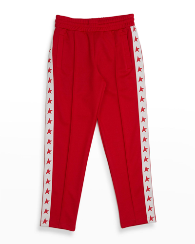 Shop Golden Goose Boy's Star Tapered Joggers In Tango Redwhite