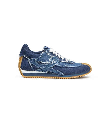 Shop Loewe Flow Denim Retro Runner Sneakers In Denim Blue Dark D