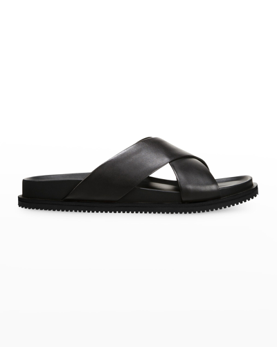 Shop Allen Edmonds Men's Delmar Leather Slide Sandals In Black