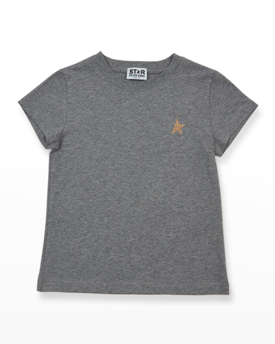 Shop Golden Goose Girl's Star T-shirt In Grey Melangegold