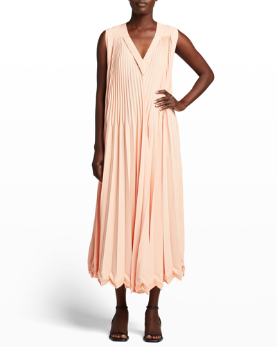 Shop 3.1 Phillip Lim / フィリップ リム Sleeveless 3-tier Pleated V-neck Maxi Dress In Peach
