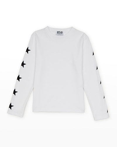 Shop Golden Goose Boy's Star Print T-shirt In Optic Whiteblack