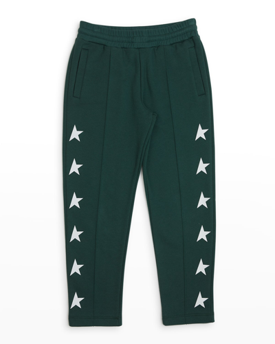 Shop Golden Goose Boy's Star Tapered Joggers In Bright Greenwhite