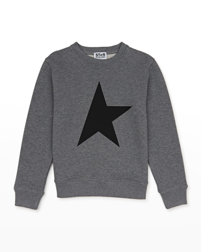 Shop Golden Goose Boy's Crewneck Star Sweatshirt In Grey Melangeblack