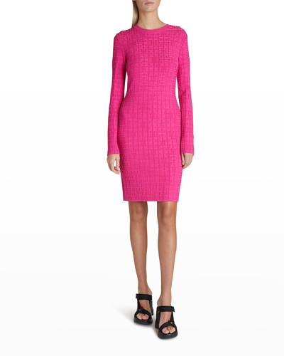 Shop Givenchy 4g Monogram Knit Dress In Fuchsia