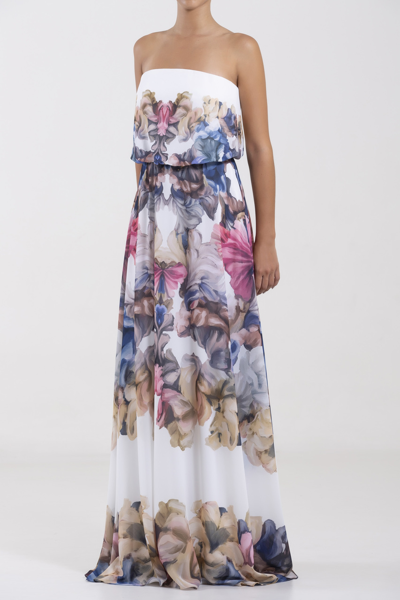 Shop Saiid Kobeisy Strapless Chromatic Print Gown