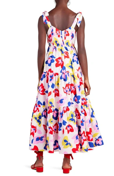 Kate Spade Summer Flowers Tiered Ruffle Cotton Dress In Cream Multi