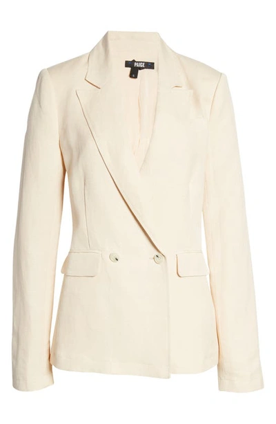 Paige Dawson Linen Double-breasted Blazer In Ecru