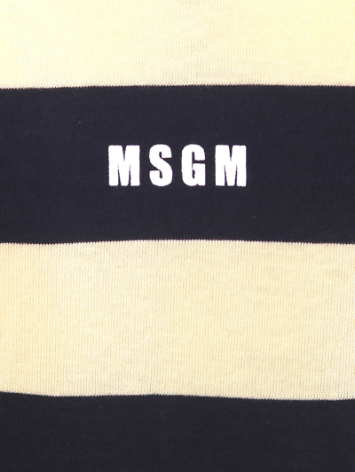 Shop Msgm Striped Jersey T-shirt In Blu Navy