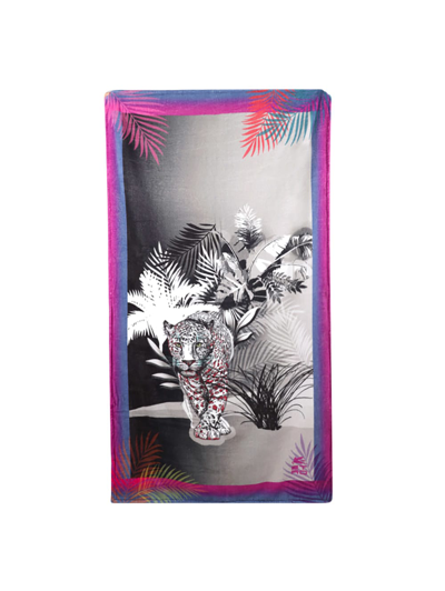 Shop Etro Beach Towel With Jaguar In Fantasia