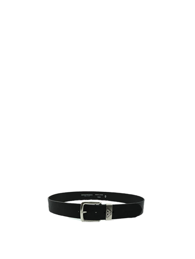 Shop Emporio Armani Leather Belt With Logoed Buckle In Nero
