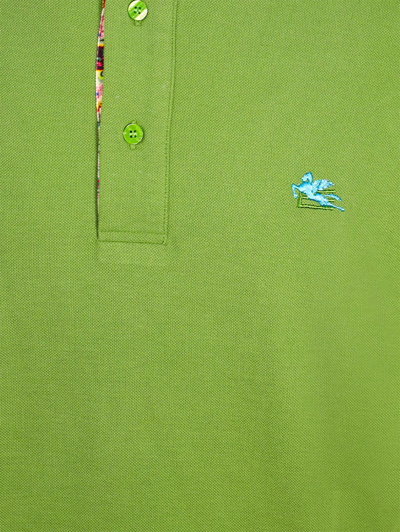 Shop Etro Polo With Emboidered Pegaso In Verde