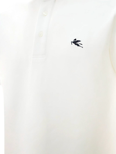 Shop Etro Polo With Emboidered Pegaso In Bianco