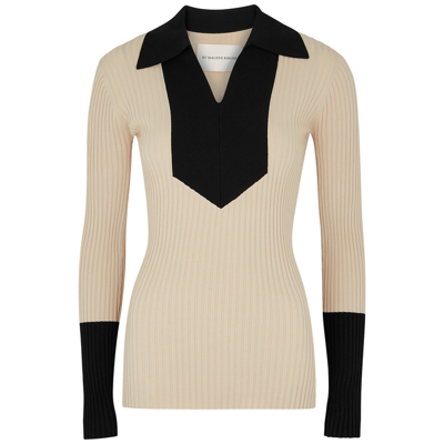 Shop By Malene Birger Aneta Stone Panelled Ribbed-knit Top