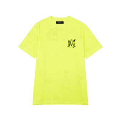Shop Amiri Neon Yellow Logo Cotton T-shirt In Lime