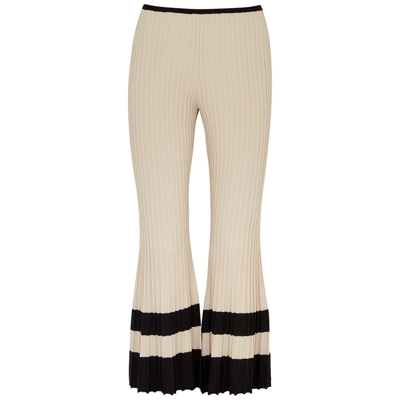 Shop By Malene Birger Ajay Stone Striped Ribbed-knit Trousers