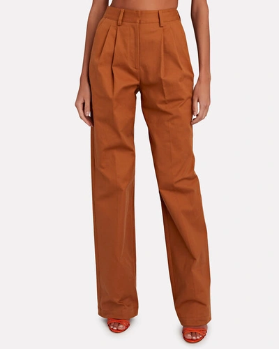 Shop Aknvas O'connor Pleated Straight-leg Pants In Brown