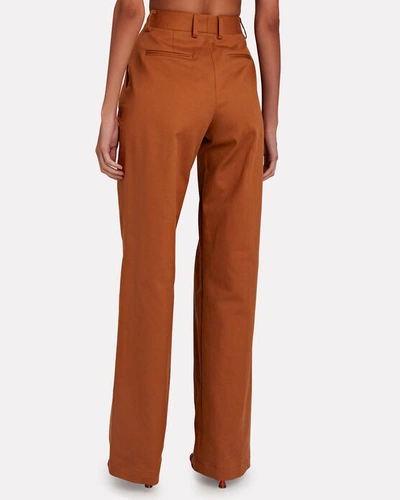 Shop Aknvas O'connor Pleated Straight-leg Pants In Brown