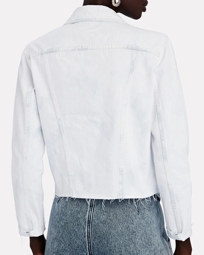 Shop L Agence Janelle Cropped Denim Jacket In Celestine