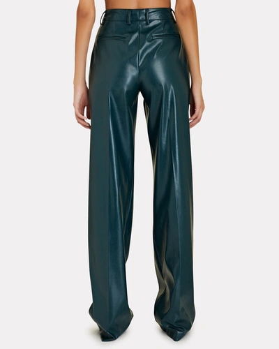 Shop Aknvas O'connor Vegan Leather Straight-leg Pants In Green