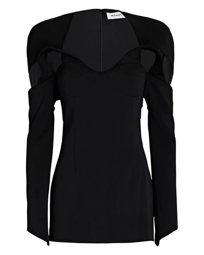 Shop Monot Cut-out Crepe Mini Dress In Black