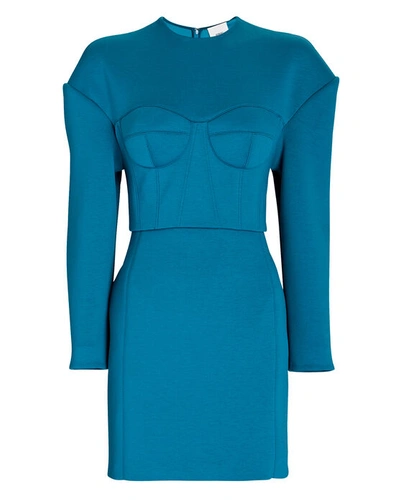 Shop Aknvas Neneh Neoprene Mini Dress In Blue-med