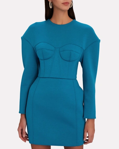 Shop Aknvas Neneh Neoprene Mini Dress In Blue-med
