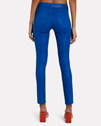 Shop L Agence Jyothi Coated Split-cuff Skinny Jeans In Blue-med