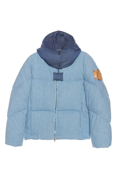 Shop Moncler Genius X Jw Anderson Two-tone Twill Hooded Puffer Jacket In Blue