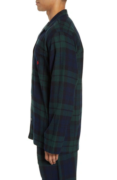Shop Polo Ralph Lauren Plaid Flannel Pajama Shirt In Blackwatch
