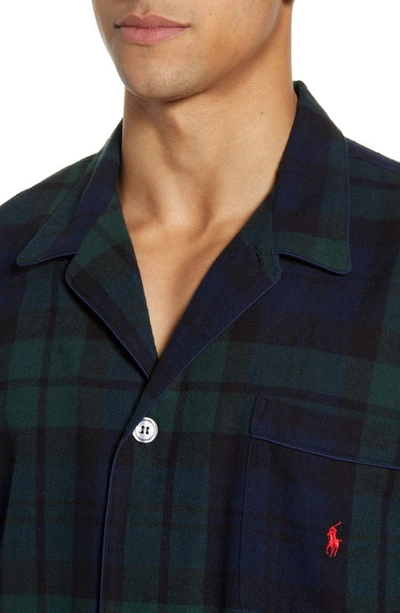 Shop Polo Ralph Lauren Plaid Flannel Pajama Shirt In Blackwatch