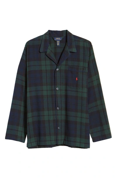 Shop Polo Ralph Lauren Plaid Flannel Pajama Shirt In Blackwatch