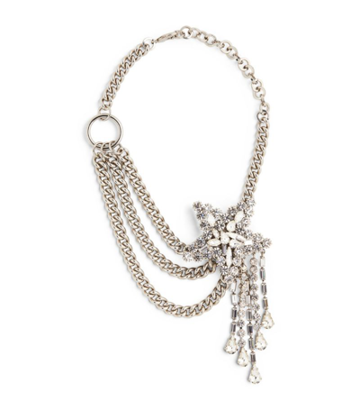 Shop Alessandra Rich Crystal-embellished Star Choker In Silver