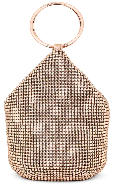 Shop Olga Berg Bianca Ball Mesh Handle Bag In Rose Gold