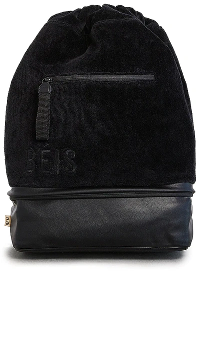 Shop Beis The Terry Cooler Backpack In Black