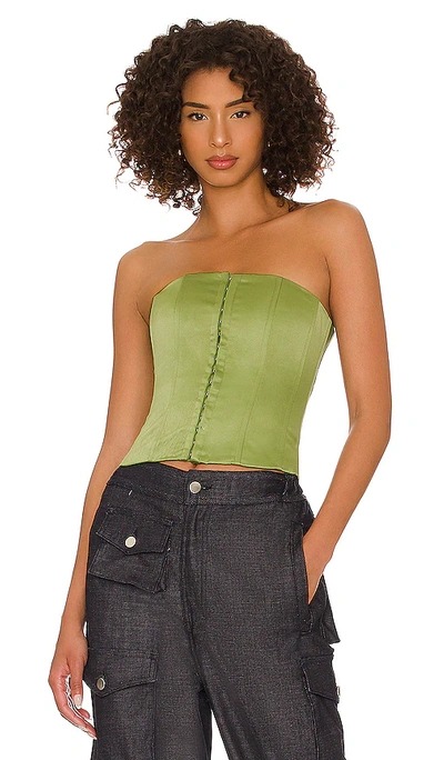 Danielle Guizio Satin Corset In Green