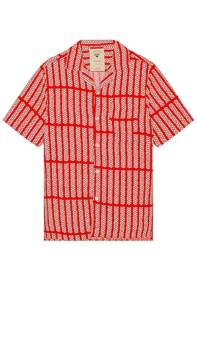 Oas Railway Short Sleeve Shirt In Red In Red